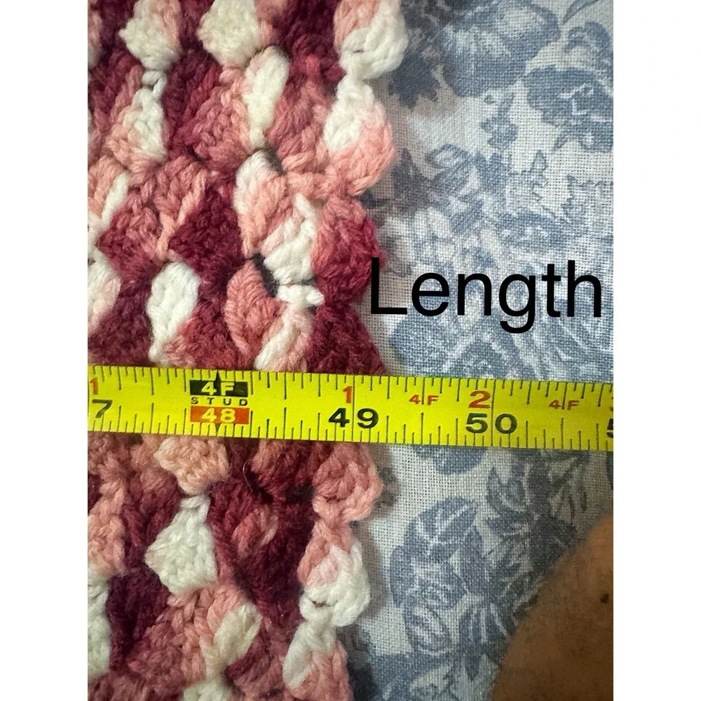Crochet Handmade Maroon Small Afghan 49